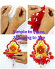 Hand-Painted Diya Jharokha – Red & Yellow, Mirror Work & Pearl Hanging