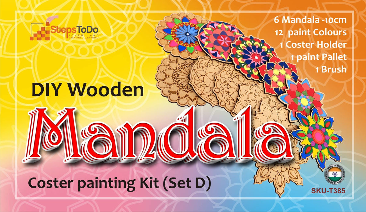 Mandala Coaster Painting Kit D – 6 × 4-Inch Bases, Case & Paints