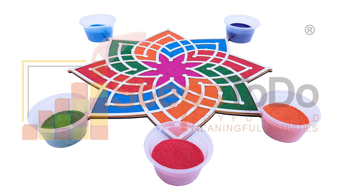 Reusable Kolam/Muggulu Rangoli Template with Wooden Base – 11.5 Inch
