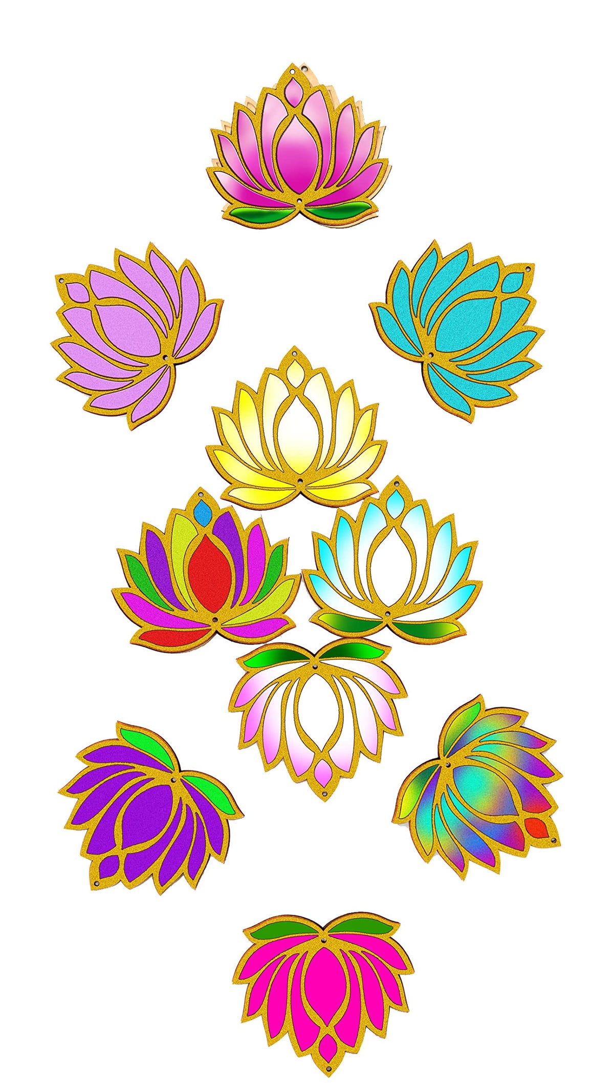 Unfinished Wooden Lotus Cutout – Type A, 4.5 Inch