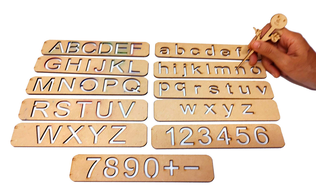 Wooden Alphabet & Number Tracing Stencils