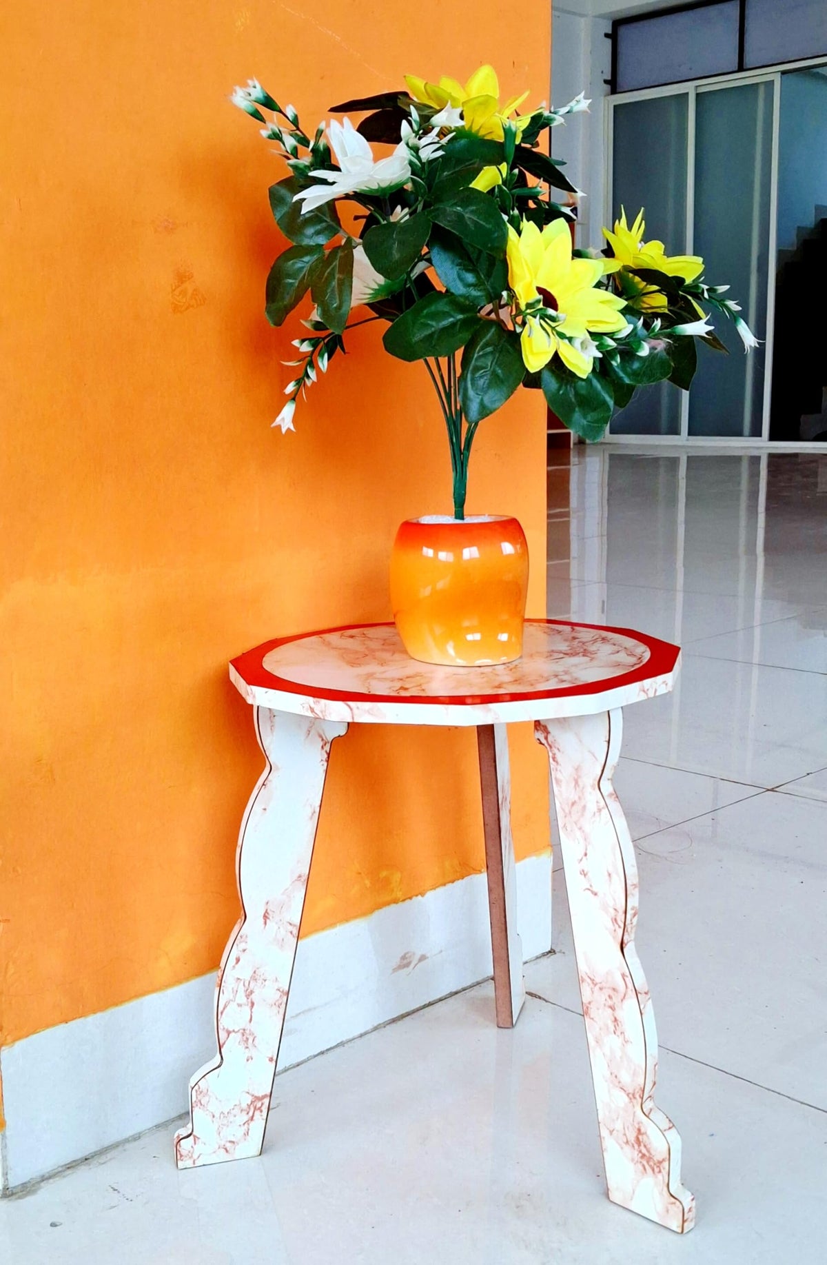 Foldable Wooden Dodecagon Stool & Side Table – 12 Inch, 3 Legs
