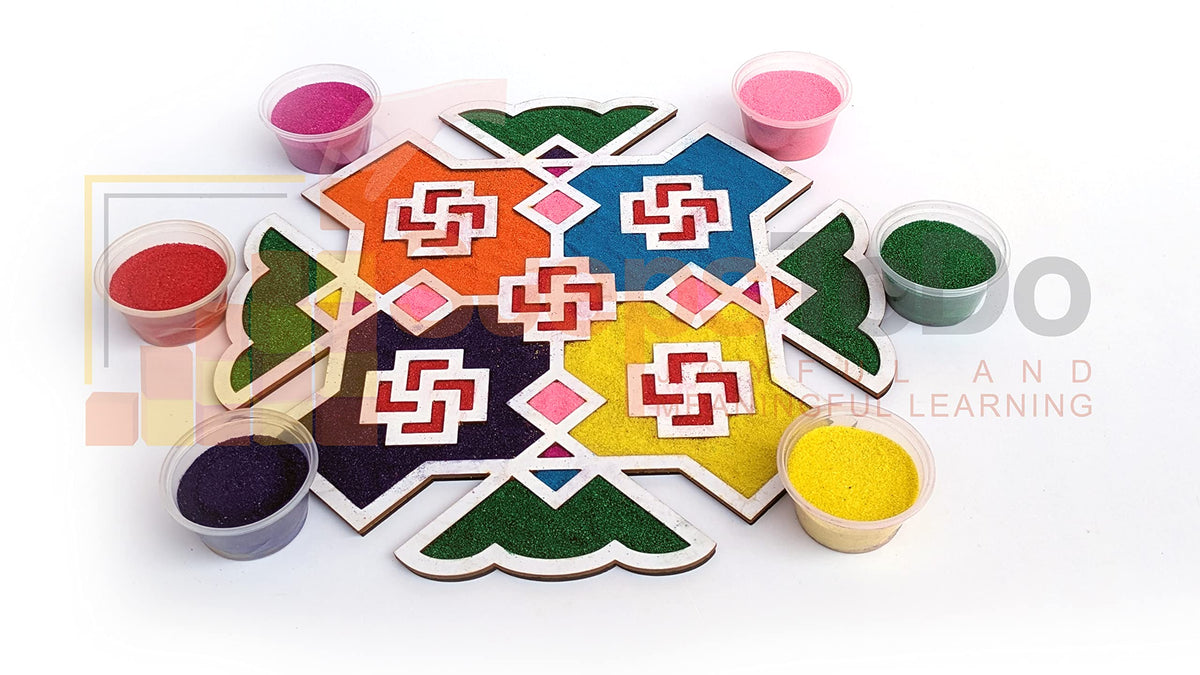 Reusable Rangoli Making Frame with Wooden Base