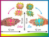 StepsToDo Set of 12 Golden Framed Lotus Flower Shape Wooden Cutout | Rose Pink (6) Ocean Blue (6) | Lotus DIY Rangoli Kit | Diwali, Dashera Decoration, for Pooja, Festival Gift, Wedding Decorations
