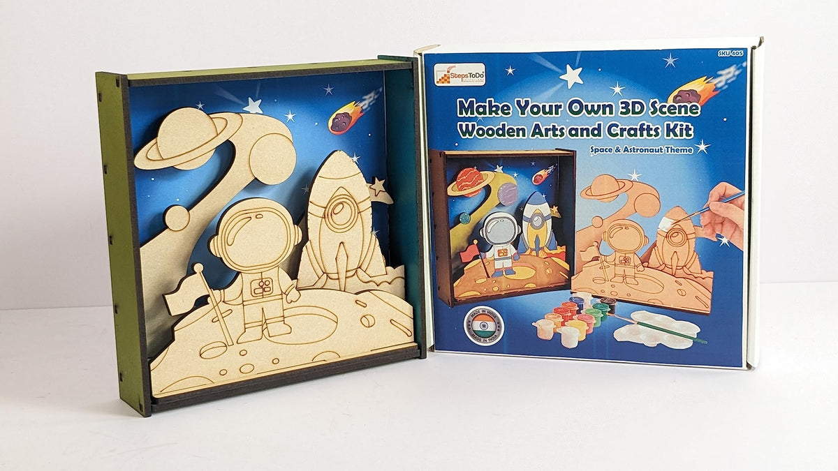 DIY Wooden Space & Astronaut 3D Frame Painting Kit – 8-Inch Square