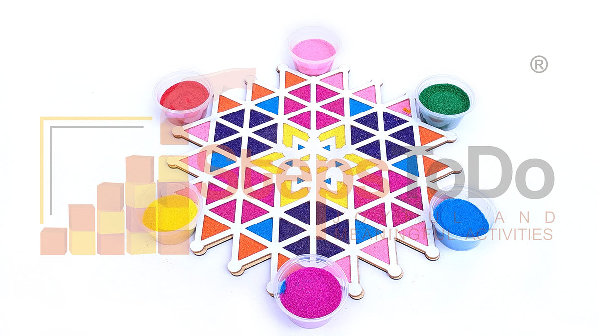 Reusable Kolam/Muggulu Rangoli Template with Wooden Base – 11.5 Inch