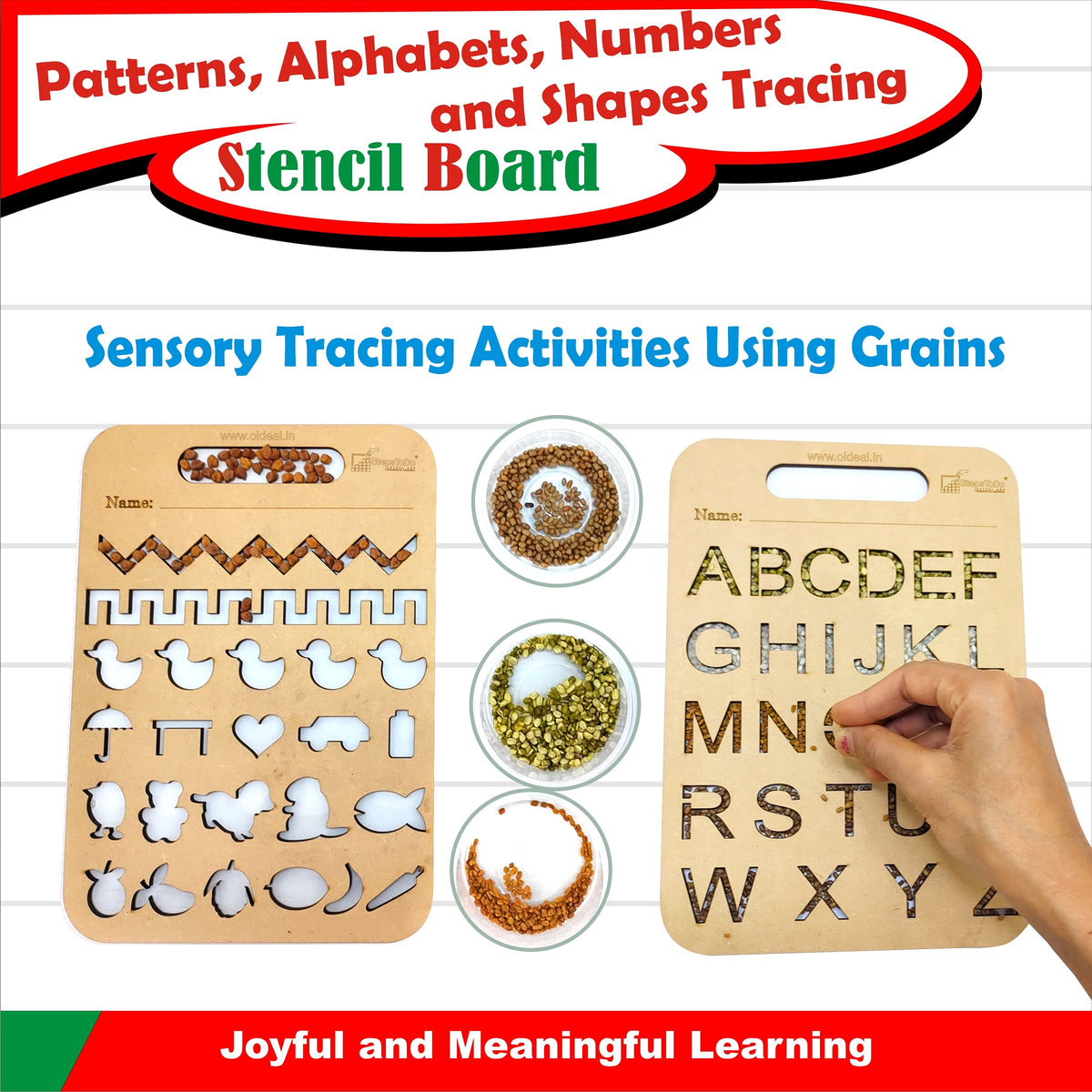 Wooden Tracing Boards – Set of 4, Letters, Numbers, Shapes & Patterns