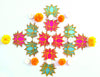 StepsToDo Set of 12 Golden Framed Lotus Flower Shape Wooden Cutout | Rose Pink (6) Ocean Blue (6) | Lotus DIY Rangoli Kit | Diwali, Dashera Decoration, for Pooja, Festival Gift, Wedding Decorations