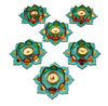 Reversible Wooden Lotus Tealight Holders – Set of 2, Pink & Ocean Blue