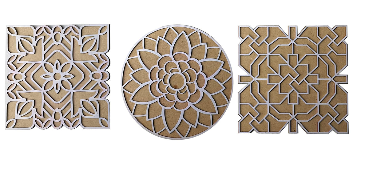 Reusable Floating Rangoli Frames – Designs A, B & C Combo, 11.5 Inch