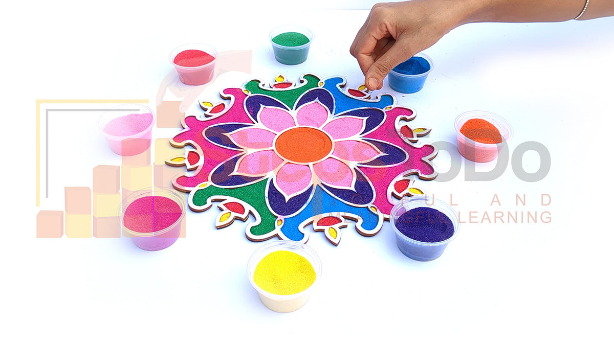 Reusable Rangoli Making Frame with Wooden Base