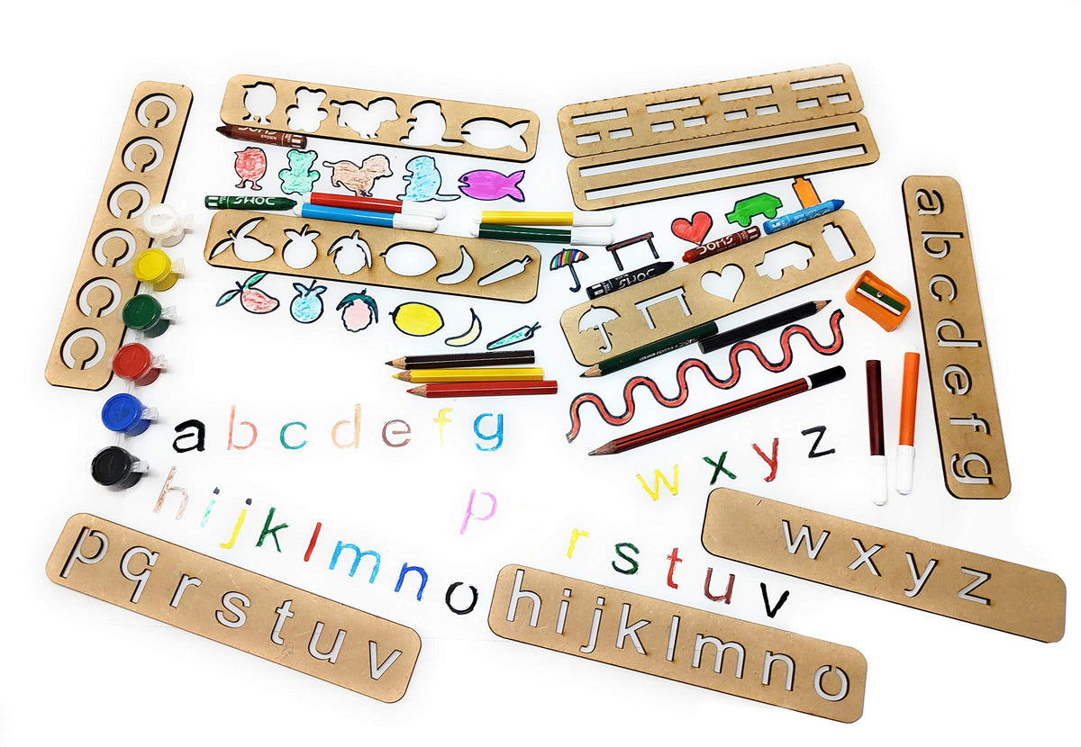Wooden Alphabet & Number Tracing Stencils