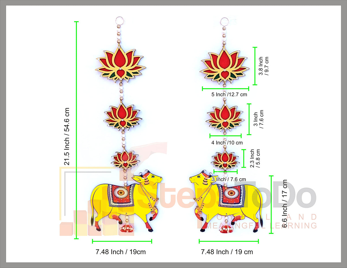 Handmade Pichwai Cow & Lotus Hangings – Jhumki Style