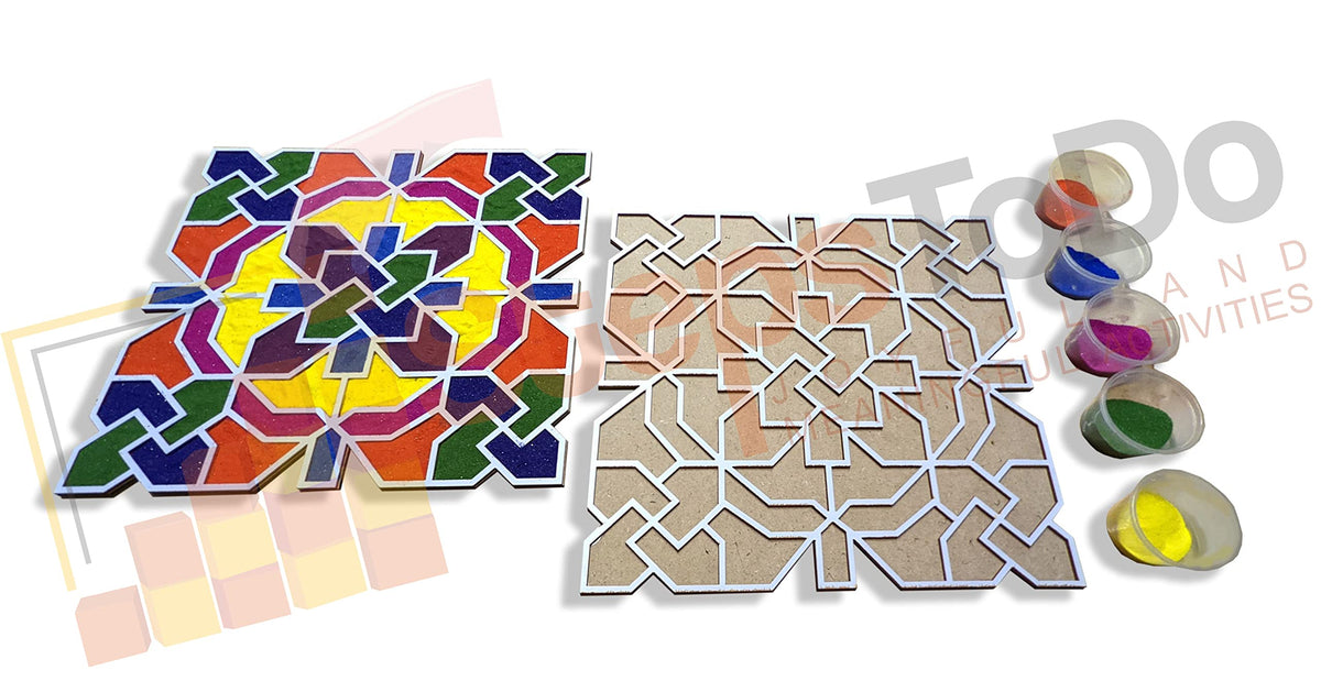 Reusable Rangoli Making Frame with Wooden Base