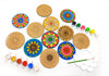 StepsToDo Mandala Art Paint Kit A – Tea Coaster Set of 6 (4-Inch Bases) with Case, Colors, Brush & Dish, Wooden Stand.