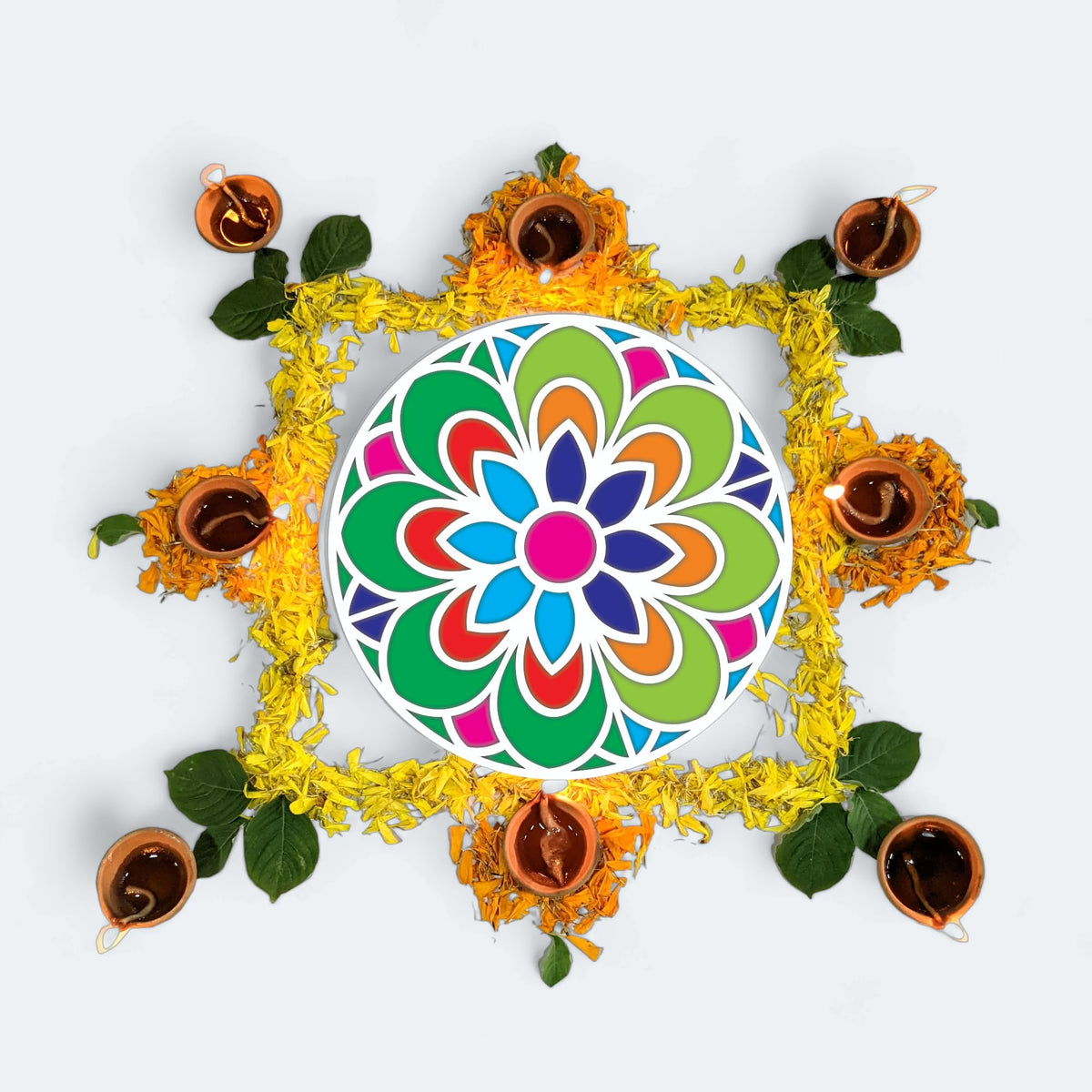 Large Reusable Floating Rangoli Mat – Design 28