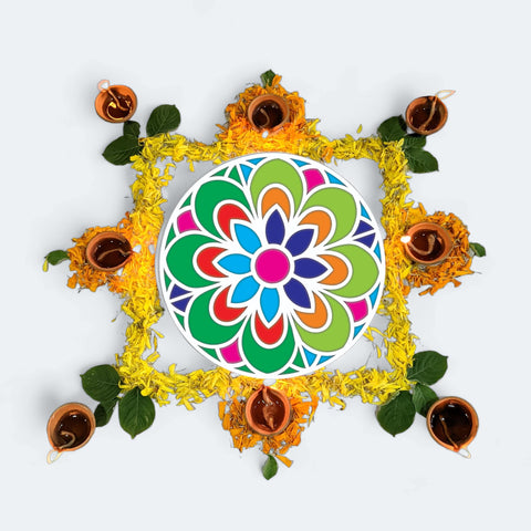 Large Reusable Floating Rangoli Mat – Design 28