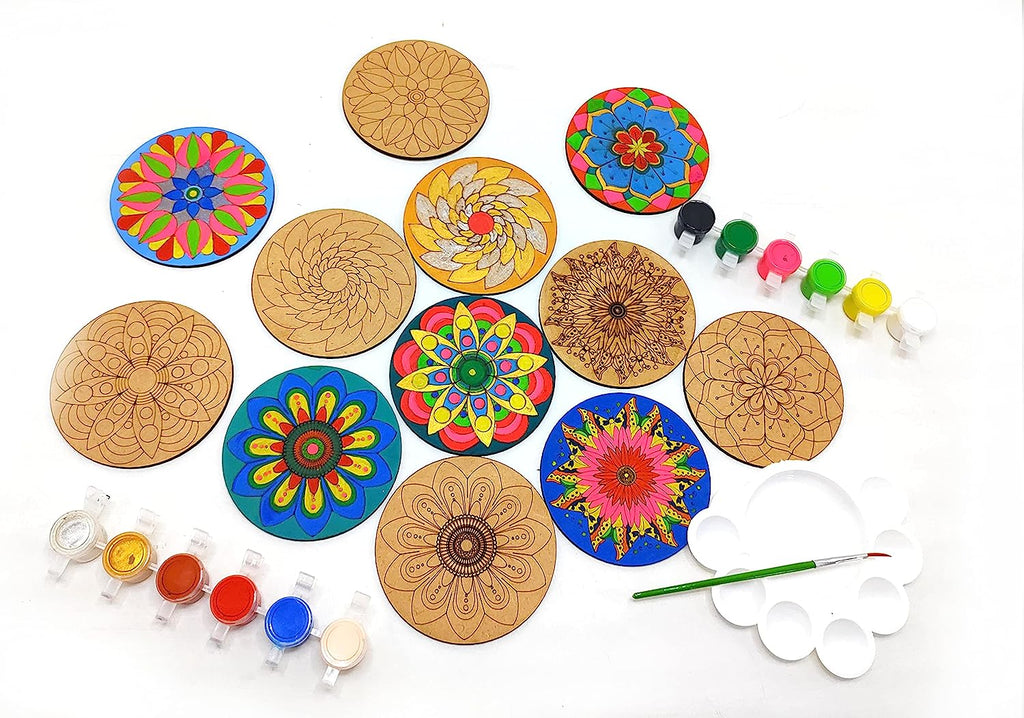 DIY Mandalas Wooden Coaster Painting 'Kit-A