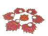 SetpToDo _ Golden & Pink Lotus Wooden Cutouts with Diya | Set of 12 | Lotus Cutouts + Tea Light Candle/Diya + Golden Candle Holder (T338)