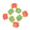 StepsToDo _ Golden Framed Lotus Flower Shape Wooden Cutout (Set of 12) | Rose Pink (6) & Ocean Blue (6) | DIY Rangoli | For Diwali, Dashera, Pooja, Festival, Wedding Decorations | Festive Gift (T322)