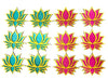 StepsToDo Set of 12 Golden Framed Lotus Flower Shape Wooden Cutout | Rose Pink (6) Ocean Blue (6) | Lotus DIY Rangoli Kit | Diwali, Dashera Decoration, for Pooja, Festival Gift, Wedding Decorations