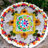 StepsToDo Reusable Floating Big Size Rangoli Mat. Washable, Readymade Stencil Template Craft. Just Fill with Rangoli or Petals. Traditional Design with Modern Day Ease of Use (Design 28)