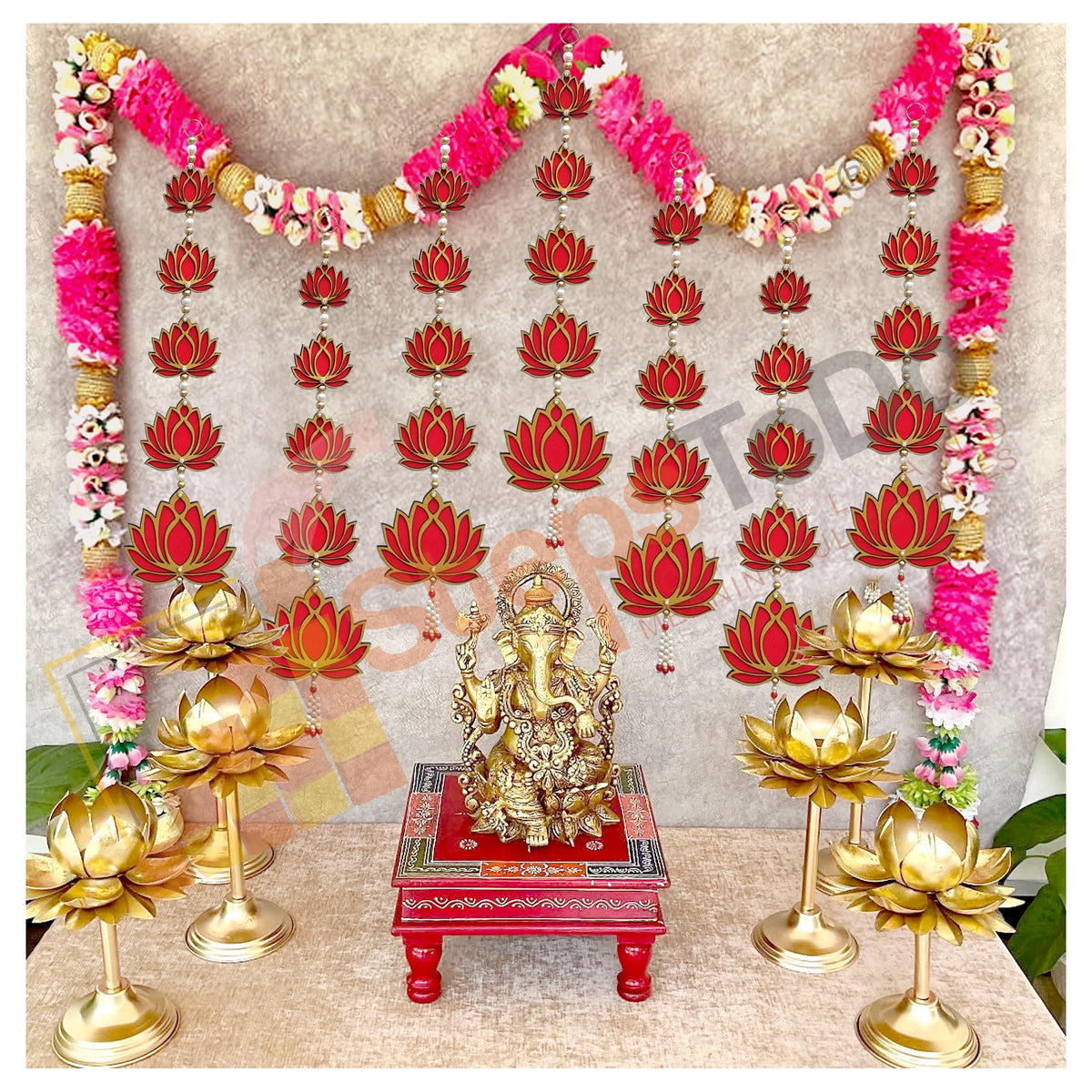 Handmade Five-Tier Lotus Hanging Garlands