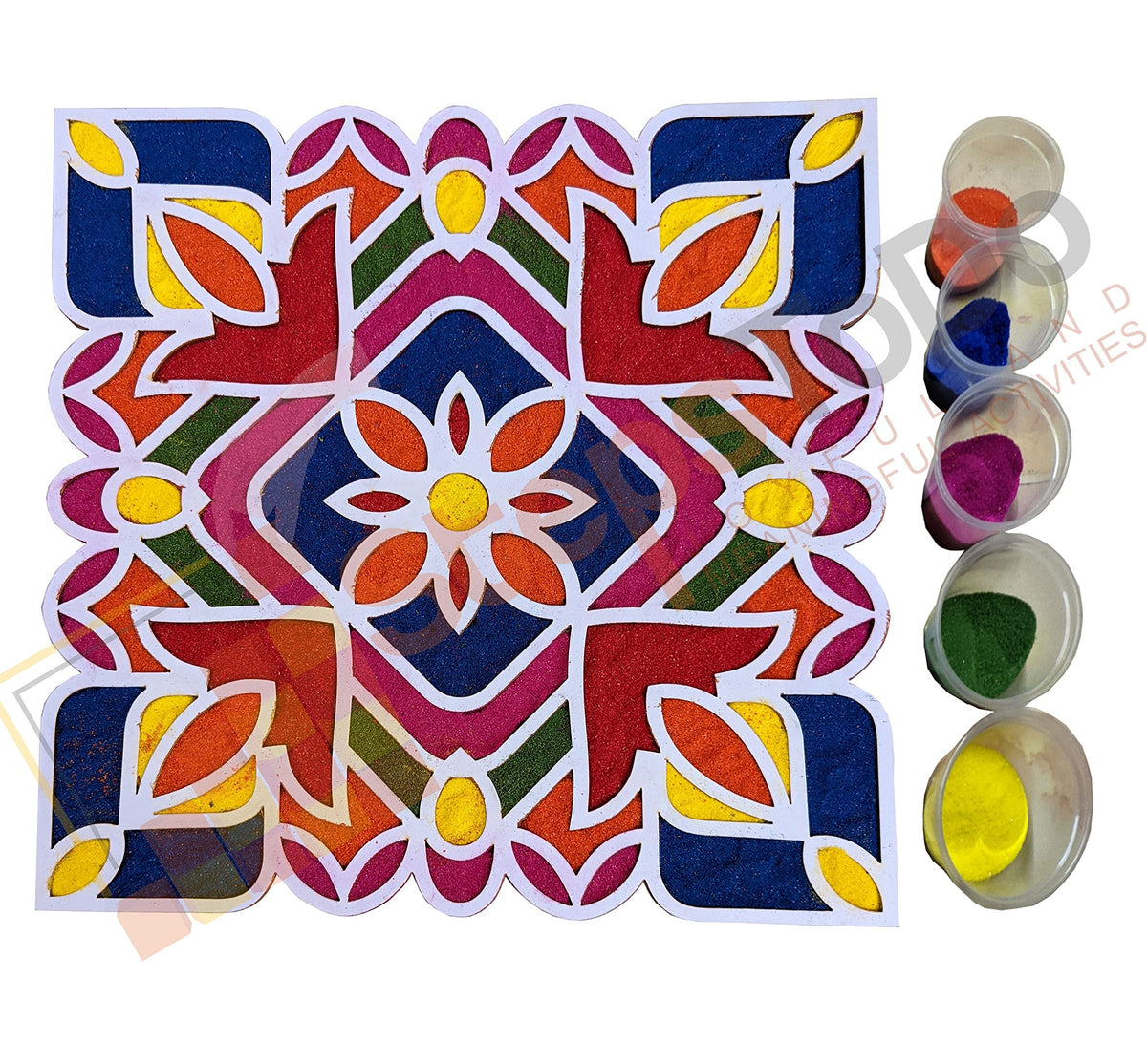 Reusable Rangoli Making Frame with Wooden Base