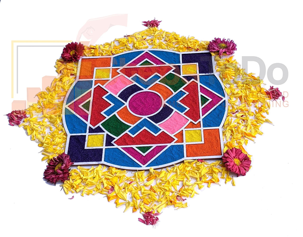 Reusable Floating Rangoli Mat – Design T, 11.5 Inch