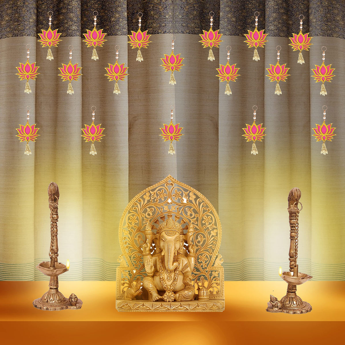 Lotus Wall Hangings – Pink & Golden (Sets of 6 to 24)