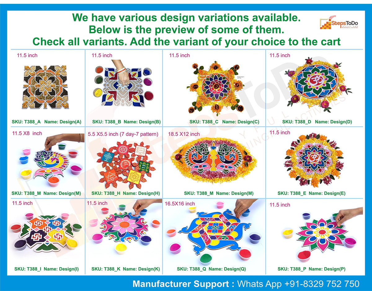 Reusable Rangoli Making Frame with Wooden Base