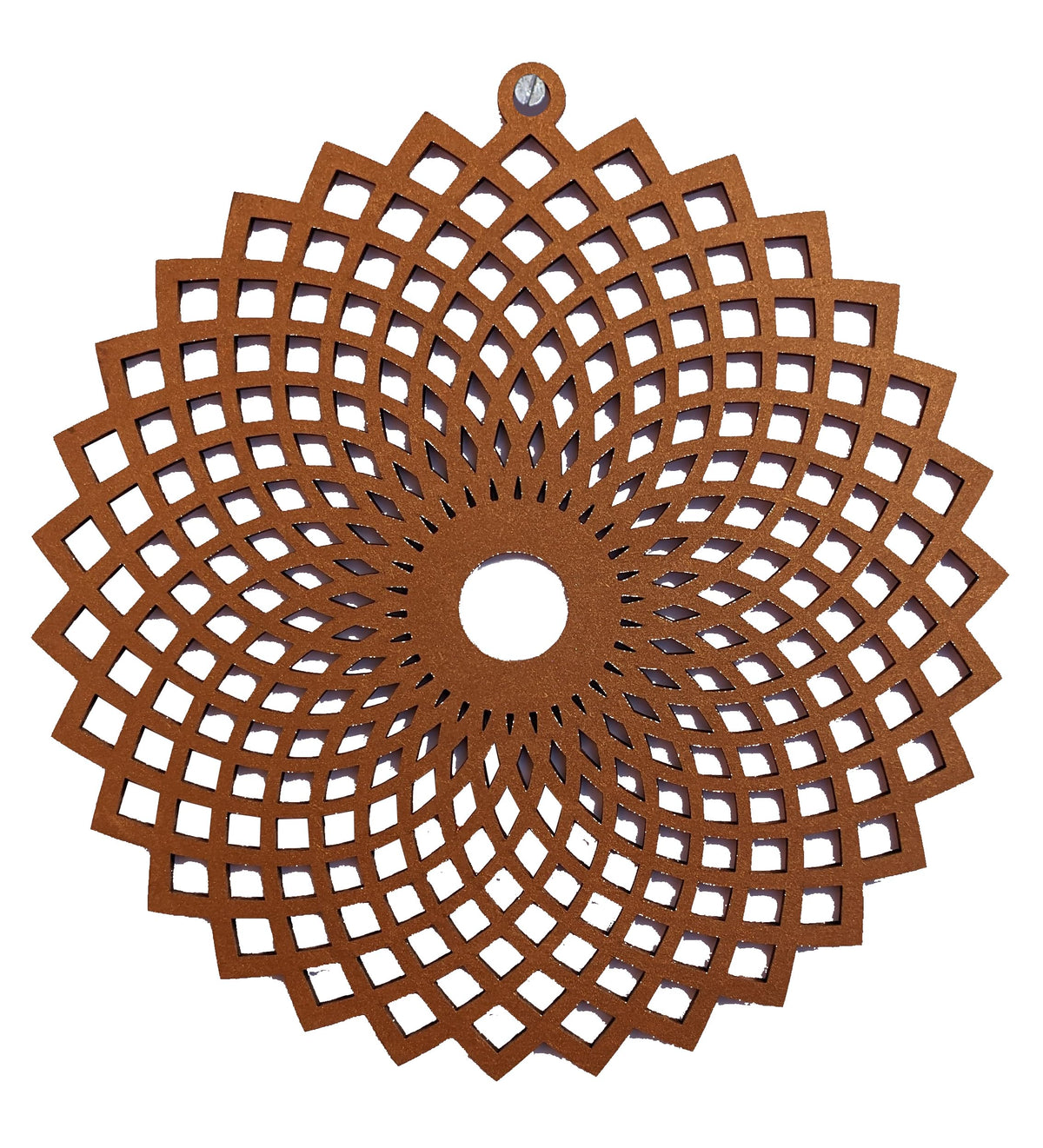 Angular Torus Flower – Hand-Painted Wooden Wall Art