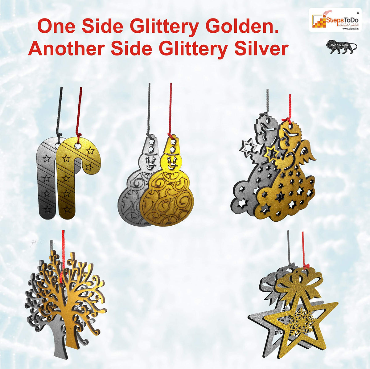 Christmas Ornaments – 50 Pieces: 23 × 9 cm & 27 × 2 cm, Gold/Silver