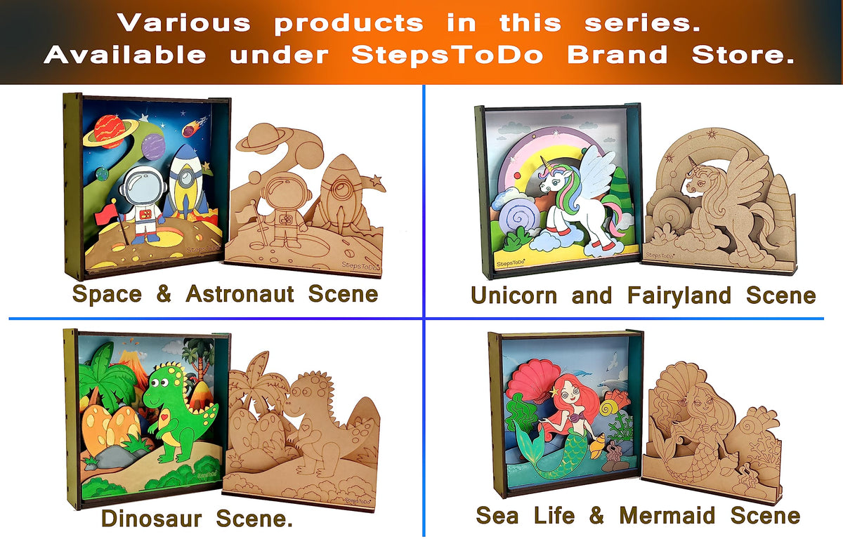 DIY Wooden Sea Life & Mermaid 3D Frame Painting Kit – 8-Inch Square