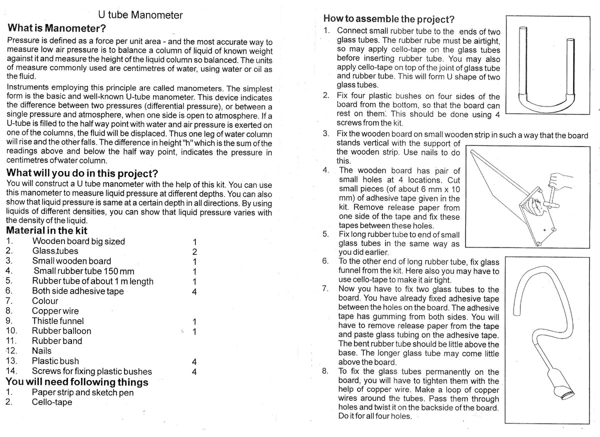 DIY U-Tube Manometer Making Kit