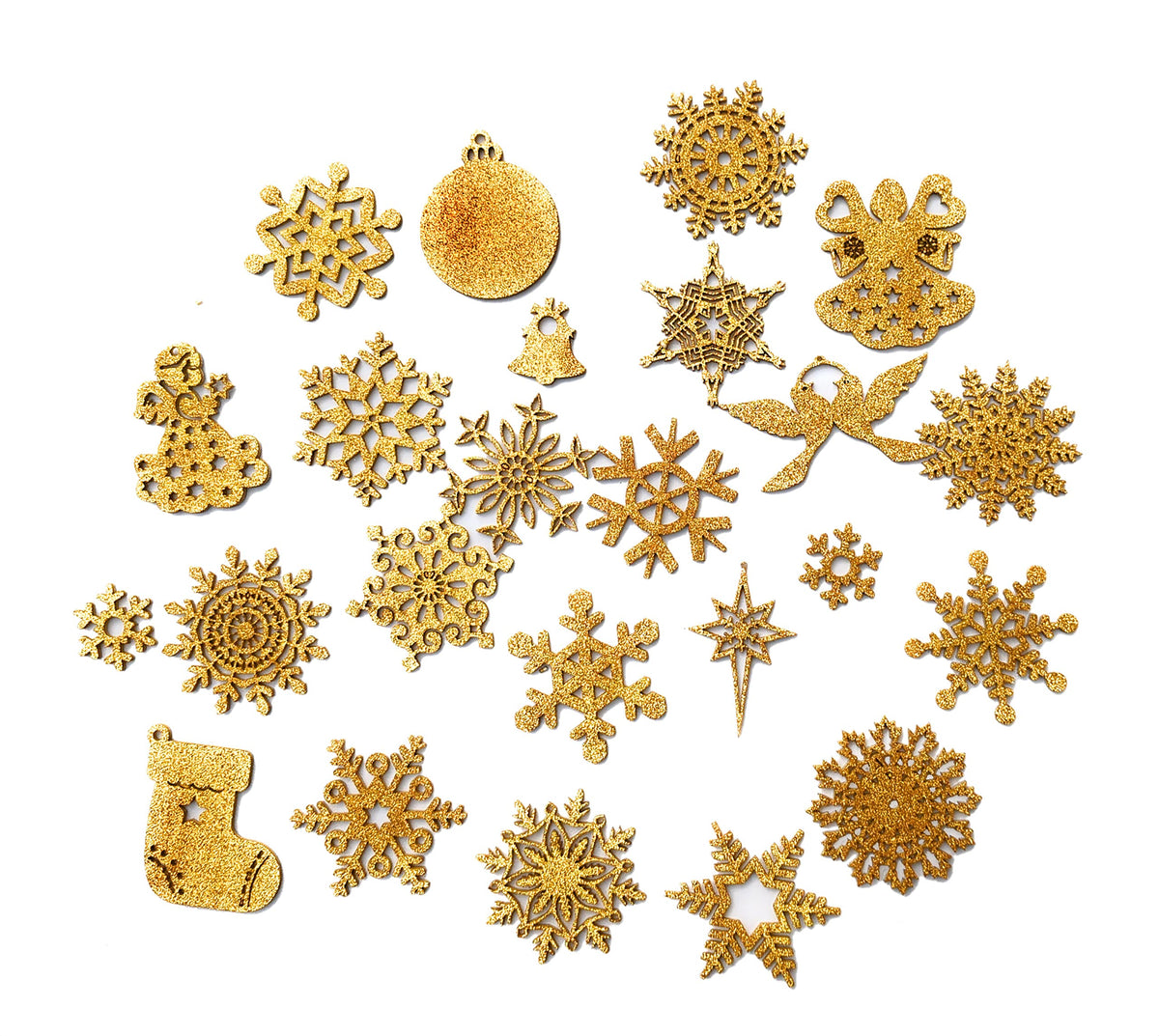 Gold/Silver Foam Snowflake Ornaments – 45 Pieces