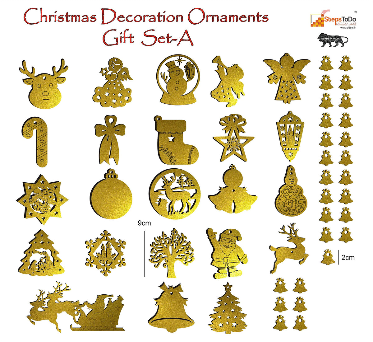 Christmas Ornaments – 50 Pieces: 23 × 9 cm & 27 × 2 cm, Gold/Silver