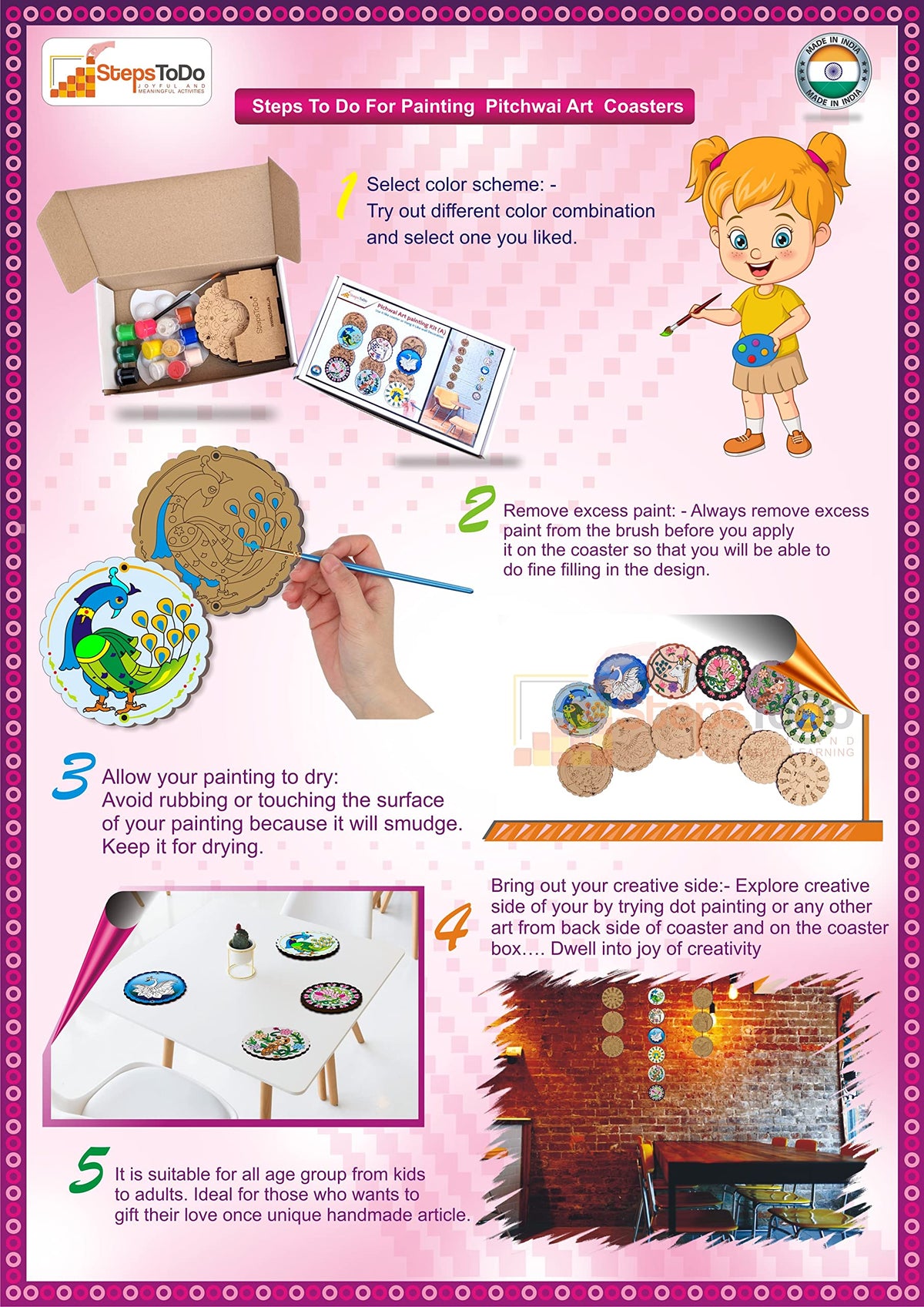 Pichwai Coaster Painting Kit A – Coasters & Wall Hangings