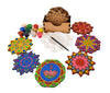 StepsToDo Mandalas Paint Kit C. Tea Coaster Set - Mandal Art, Set of 6 Wooden Base (4 inch) With Case, Colours, Painting Brush and Dish