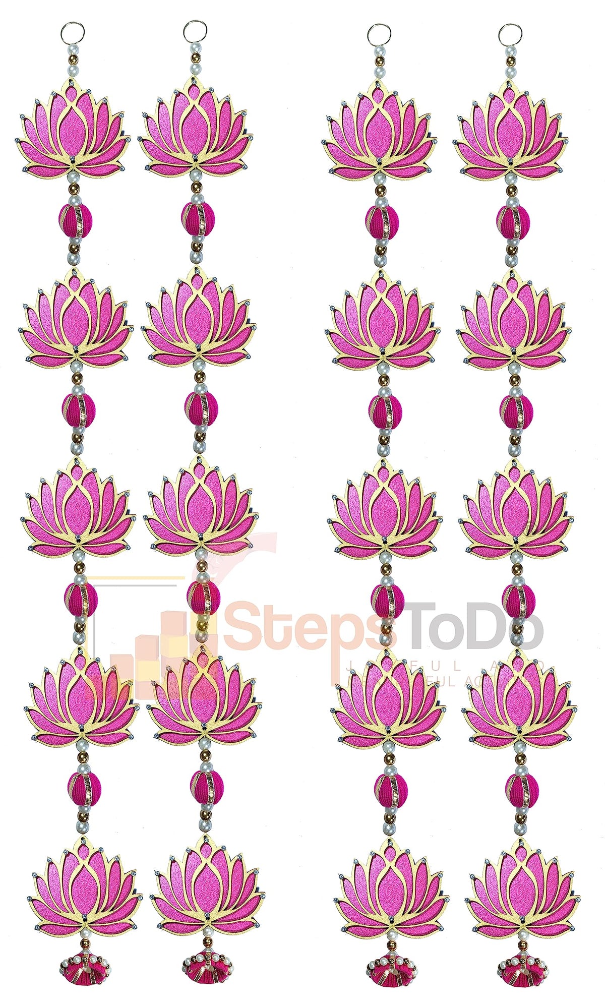 Handmade Pink Five-Tier Lotus Garlands (Large, 4)