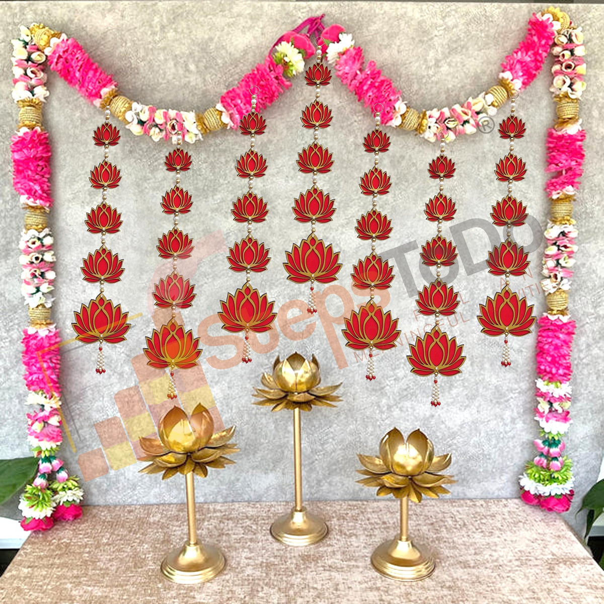 Handmade Five-Tier Lotus Hanging Garlands