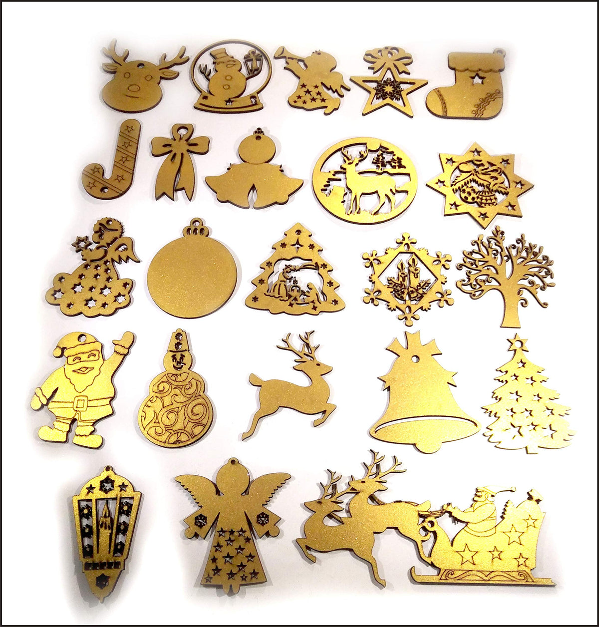 Gold and silver Christmas ornaments type A, 50 pieces