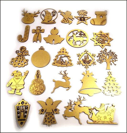 Gold and silver Christmas ornaments type A, 50 pieces