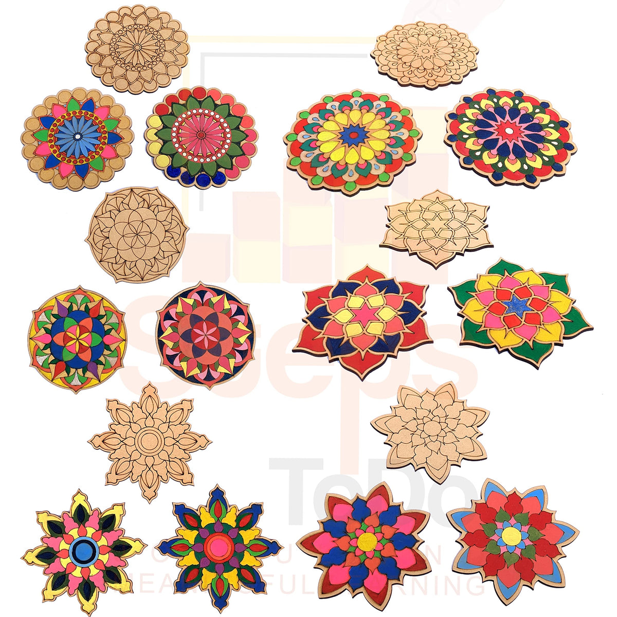 Mandala Coaster Painting Kit D – 6 × 4-Inch Bases, Case & Paints