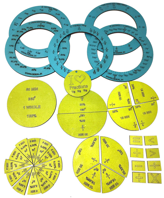 Fraction Rings & Circular Wheels – 38 Pieces, Multicolour