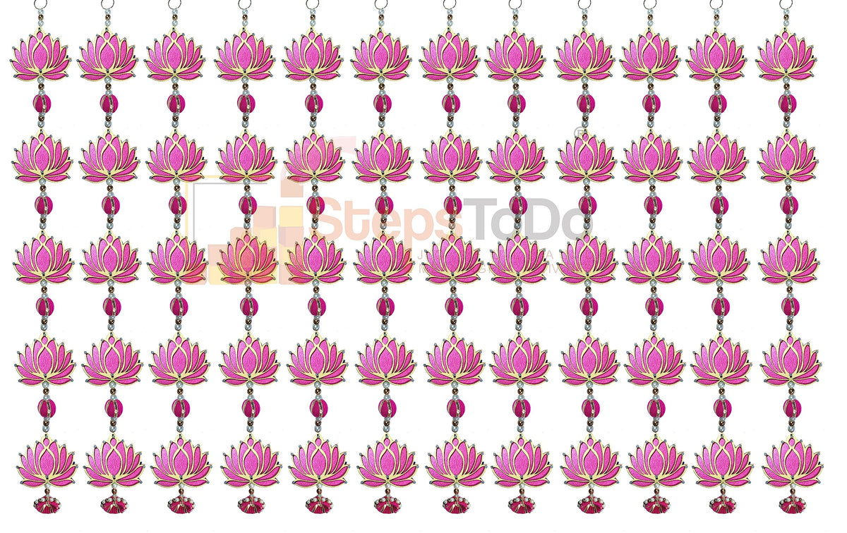 Handmade Pink Five-Tier Lotus Garlands (Large, 12")