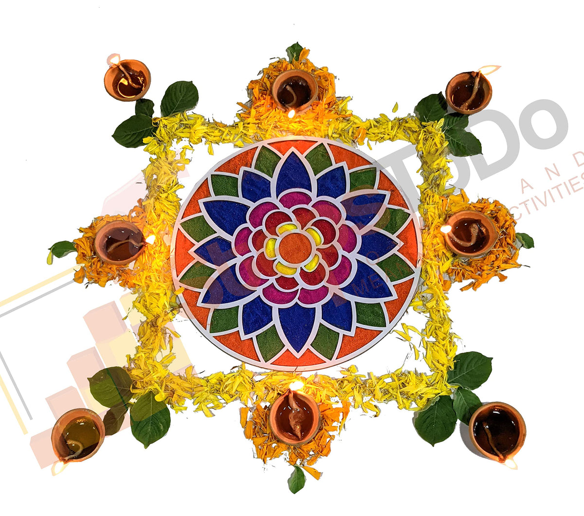 Reusable Rangoli Making Frame with Wooden Base