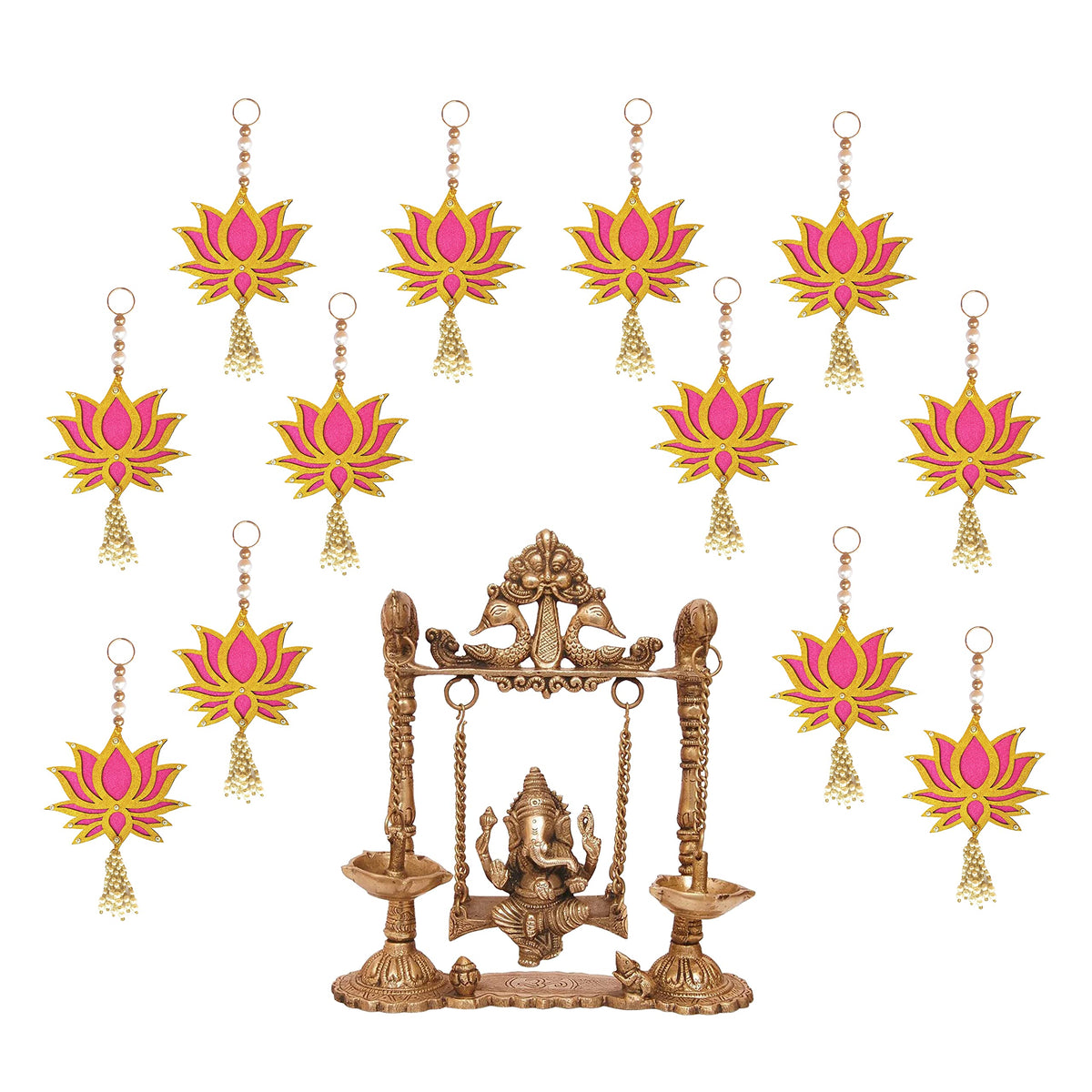 Lotus Wall Hangings – Pink & Golden (Sets of 6 to 24)