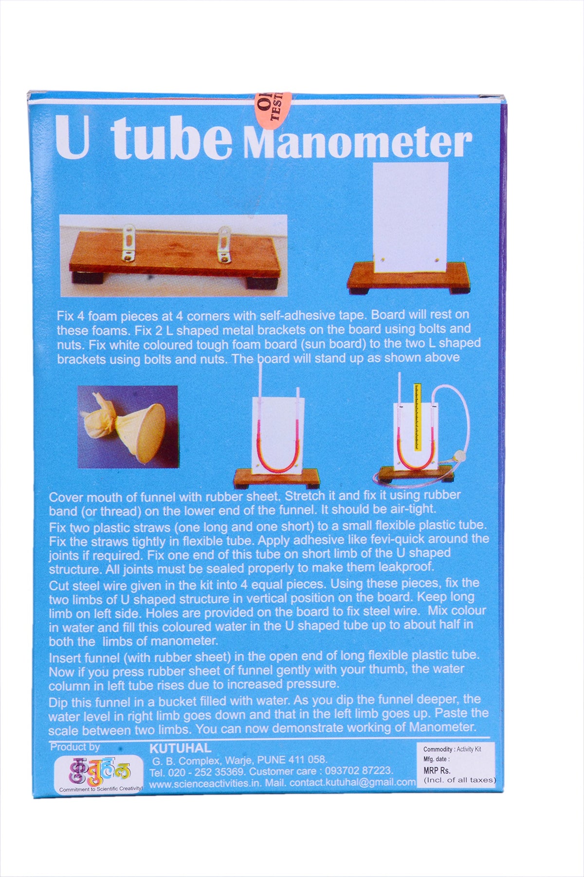 DIY U-Tube Manometer Making Kit