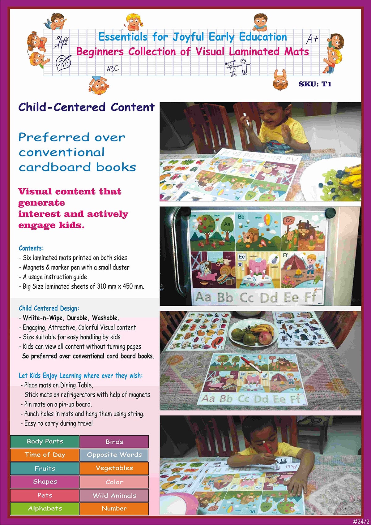 A3 Laminated Activity Picture Frame – Set A, Learning & Handwriting